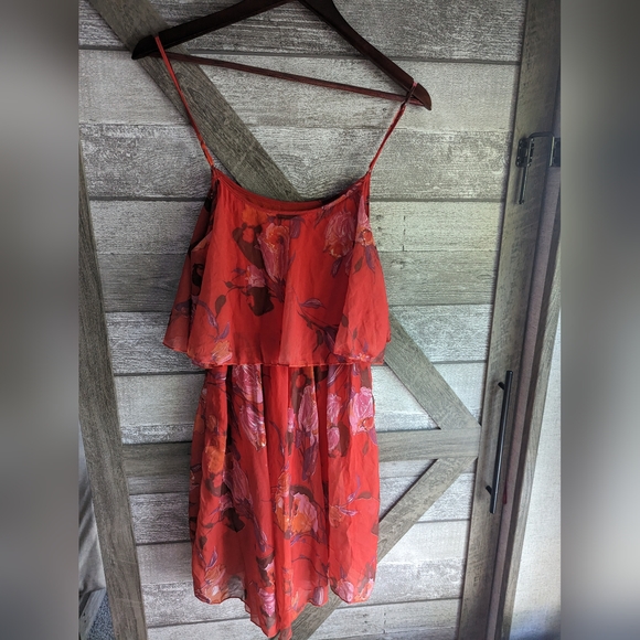 Silky Red Floral Dress - Picture 2 of 5